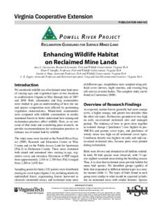 PUBLICATION[removed]Powell River Project Reclamation Guidelines for Surface Mined Land  Enhancing Wildlife Habitat