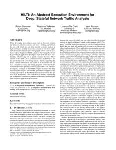 HILTI: An Abstract Execution Environment for Deep, Stateful Network Traffic Analysis Robin Sommer Matthias Vallentin