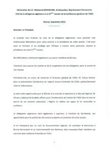 Algeria - Statement to 57th IAEA General Conference[removed]French