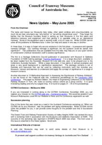 Council of Tramway Museums of Australasia Inc. P.O. Box 61 Carlton South Vic[removed]www.cotma.org.au A304117B