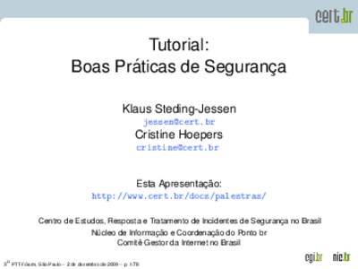 Tutorial: ´ Boas Praticas de Seguranc¸a Klaus Steding-Jessen 