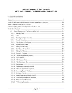 [removed]REFERENCE GUIDE FOR ARTS AND LETTERS CHAIRPERSONS AND FACULTY TABLE OF CONTENTS PREFACE ..........................................................................................................................