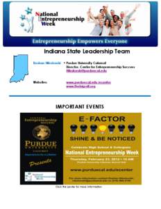 Indiana State Leadership Team Dushan Nikolovski • Purdue University Calumet Director, Center for Entrepreneurship Success [removed] Websites: