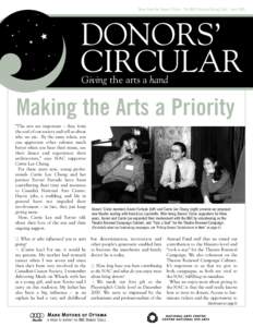 News from the Donors’ Circle - The NAC’s Annual Giving Club - June[removed]DONORS’ CIRCULAR Giving the arts a hand