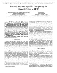 This is the author’s version of the work. The definitive work was published in Proceedings of the 2nd International Workshop on Domain-Specific Languages and High-Level Frameworks for High Performance Computing (WOLFHP