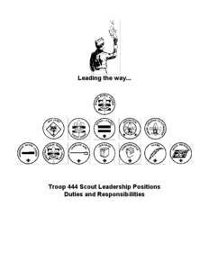 Leading the way...  Troop 444 Scout Leadership Positions Duties and Responsibilities  Leading the way...