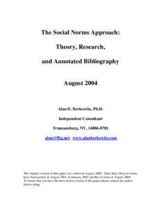 The Social Norms Approach: Theory, Research, and Annotated Bibliography