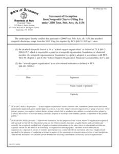 For Office Use Only  Corporate Filings 312 Rosa L. Parks Avenue 6th Floor, William R. Snodgrass Tower Nashville, TN 37243