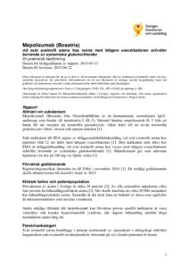 Mepolizumab (Bosatria) vid svår eosinofil astma hos vuxna med tidigare exacerbationer och/eller beroende av systemiska glukokortikoider