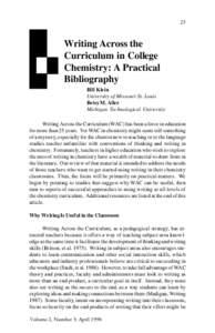 25  Writing Across the Curriculum in College Chemistry: A Practical Bibliography