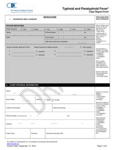 Typhoid and Paratyphoid Fever* Case Report Form INSTRUCTIONS   Panorama Data