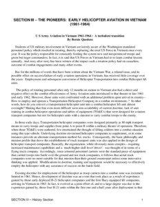 SECTION III – THE PIONEERS: EARLY HELICOPTER AVIATION IN VIETNAM[removed]U S Army Aviation in Vietnam[removed] : A turbulent transition