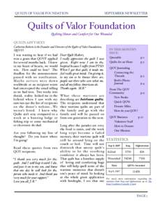 QUILTS OF VALOR FOUNDATION SEPTEMBER NEWSLETTER  Quilts of Valor Foundation