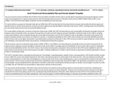 Introduction: LEA: Long Beach Unified School District (LBUSD) Contact: Christopher J. Steinhauser, Superintendent of Schools, ,   LCAP Year: 