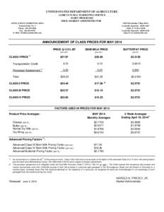 Dairy products / Marketing / Milk / Butterfat / Skim / Pricing / Classified pricing