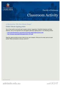 Faculty of Sciences  Classroom Activity 10 Big Question: Why does climate change?  Global climate tipping points