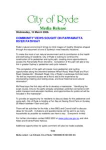 Microsoft Word - COMMUNITY VIEWS SOUGHT ON PARRAMATTA RIVER PATHWAY.doc