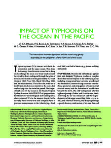 IMPACT OF TYPHOONS ON THE OCEAN IN THE PACIFIC by E.A. D’A saro, P. G. B lack, L. R. Centurioni, Y.-T. Chang, S. S. Chen, R. C. Foster, H. C. Graber, P. Harr, V. Hormann, R.-C. Lien, I.-I. Lin, T. B. Sanford, T.-Y. Tan