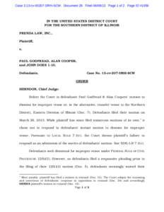 Case 3:13-cvDRH-SCW Document 29 FiledPage 1 of 2 Page ID #1059  IN THE UNITED STATES DISTRICT COURT FOR THE SOUTHERN DISTRICT OF ILLINOIS PRENDA LAW, INC., Plaintiff,