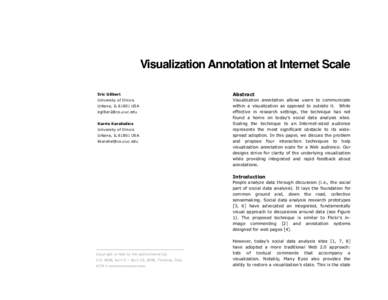 Visualization Annotation at Internet Scale Eric Gilbert Abstract  University of Illinois