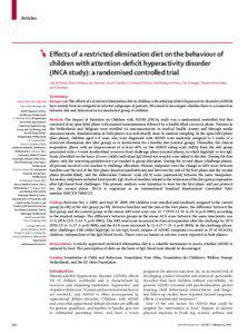 Articles  Eﬀects of a restricted elimination diet on the behaviour of