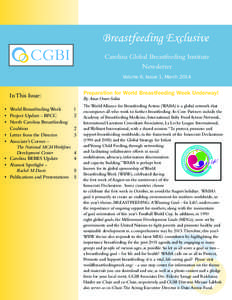 Breastfeeding Exclusive Carolina Global Breastfeeding Institute Newsletter Volume 6, Issue 1, March[removed]In This Issue:
