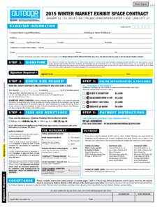 Print Form  1 of[removed]Winter market exhibit space contract JANUARY[removed], 2015 • Salt palace convention center • salt lake city, UT