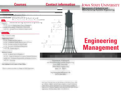 Courses  Contact information Department of Industrial and Manufacturing Systems Engineering