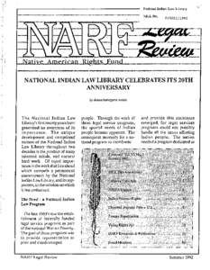 National Indian Law Library NILL No[removed]NATIONAL INDIAN LAW LIBRARY CELEBRATES ITS 20TH