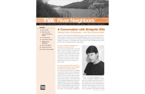 OCTOBER[removed]TVA River Neighbors Navigation • Flood Control • Power Supply • Land Use • Water Supply  • Water Quality • Recreation