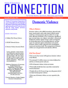 CONNECTION Victims & Corrections For Crime Victims, Survivors, Advocates and Friends  September/October 2011