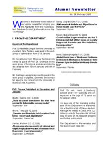 Alumni Newsletter No. 29, February 2009