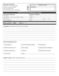 Histopathology Submission Form