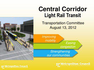 Light rail in Minnesota / Central Corridor / Sacramento Regional Transit District / Light rail / Baltimore Light Rail / Santa Clara Valley Transportation Authority light rail / St. Louis MetroLink / Metro Transit rolling stock / Transportation in the United States / Transport / Light rail in the United States