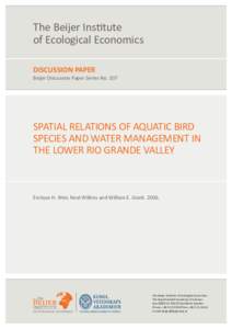 SPATIAL RELATIONS OF AQUATIC BIRD SPECIES, IRRIGATION SYSTEM, WATER RESERVOIRS AND NATURAL AREAS IN THE LOWER RIO GRANDE BASIN