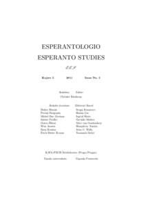 ESPERANTOLOGIO ESPERANTO STUDIES EES Kajero[removed]