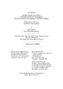 No. B222596 IN THE COURT OF APPEAL FOR THE STATE OF CALIFORNIA SECOND APPELLATE DISTRICT, DIVISION THREE Philip Morris USA, Inc., Defendant and Appellant,