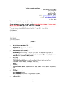 RIPLEY PARISH COUNCIL Ripley Parish Council Office Ripley Village Hall High Street Ripley Surrey GU23 6AF Tel: [removed]