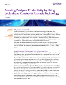 White Paper  Boosting Designer Productivity by Using Look-ahead Constraint Analysis Technology August 2010