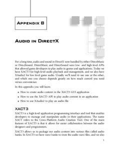 Xbox / Cross-platform Audio Creation Tool / DirectX / Audio codecs / Virtual reality / XAudio2 / DirectSound / XMA / Audio file format / Software / Computing / Application programming interfaces