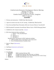 Cowlitz-Lewis Economic Development District Meeting January 25, [removed]:00 PM to 1:00 PM Cowlitz County Conference Center, Longview 1900 7th Avenue