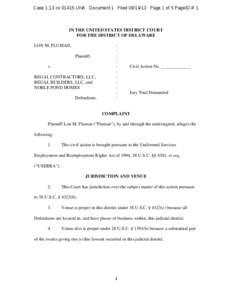 Case 1:13-cv[removed]UNA Document 1 Filed[removed]Page 1 of 5 PageID #: 1  IN THE UNITED STATES DISTRICT COURT FOR THE DISTRICT OF DELAWARE