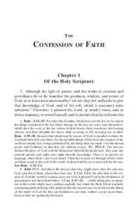 THE  CONFESSION OF FAITH Chapter 1 Of the Holy Scripture