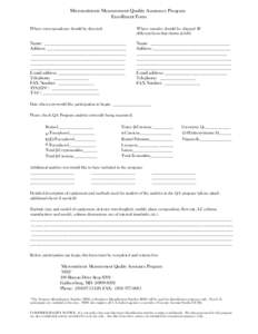 Micronutrients Measurement Quality Assurance Program Enrollment Form Where correspondence should be directed: Where samples should be shipped (If different from that shown at left):