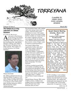 TORREYANA A newsletter for TORREY PINES STATE NATURAL RESERVE Volume 12, Issue 2