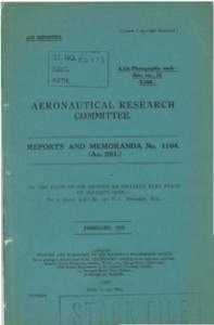 1111111111l11111!IUllllllll[removed]2459 ON THE FLOW OF AIR BEHIND .AN INCLINED FLAT PLATE OF INFI:.\IITE SPAN.· By A. FAGE, A.R.C.Sc., and F. C. JOHANSEN, B.sc.