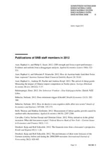 Publications of SNB staff members in 2012