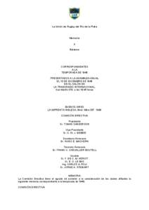 La Unión de Rugby del Río de la Plata  Memoria