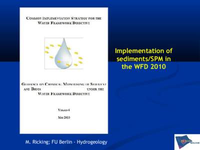 Implementation of sediments/SPM in the WFD 2010 M. Ricking; FU Berlin - Hydrogeology