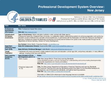 Professional Development System Overview: New Jersey State  New Jersey